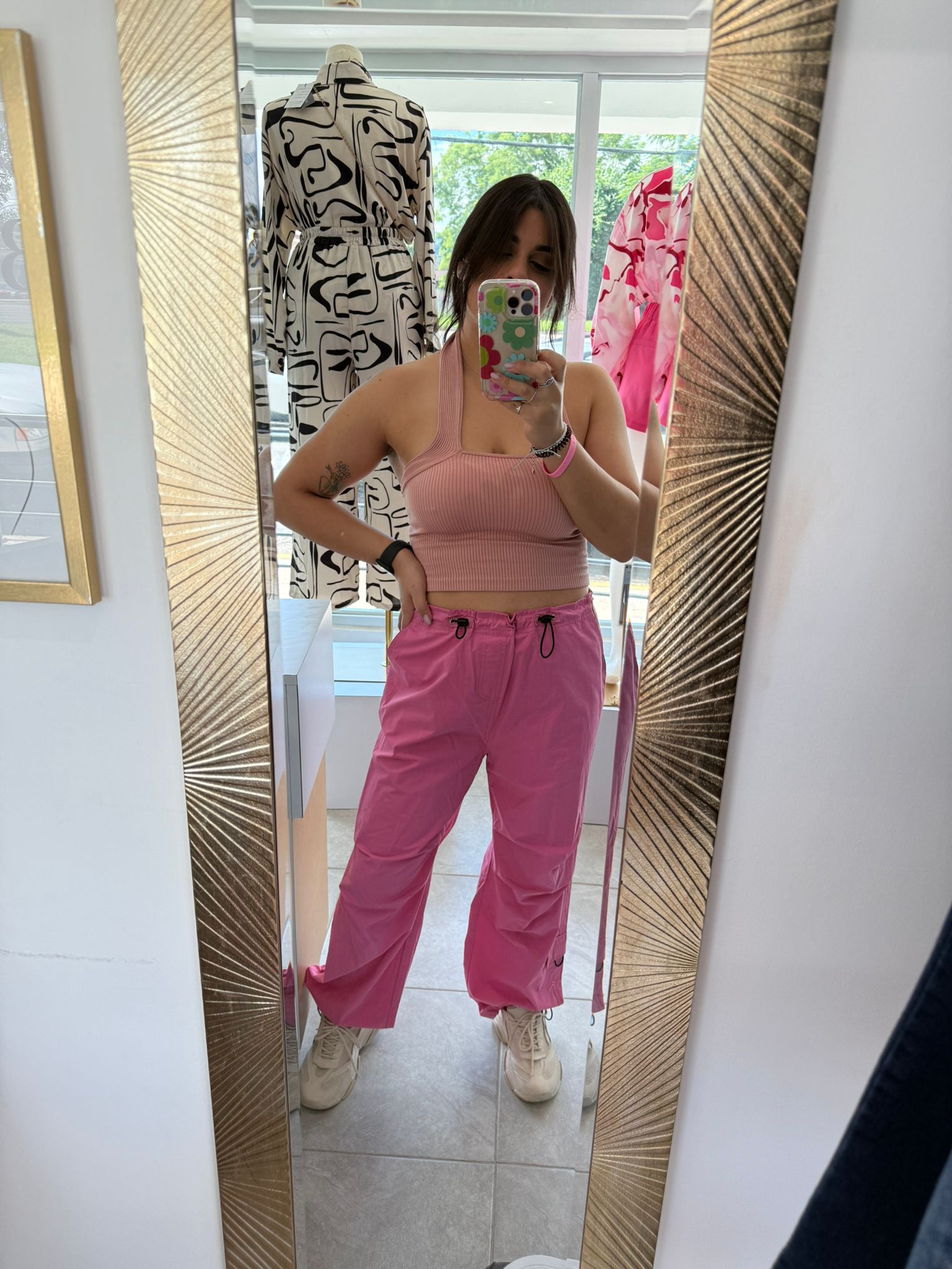 Pink Ballon Strap Pants