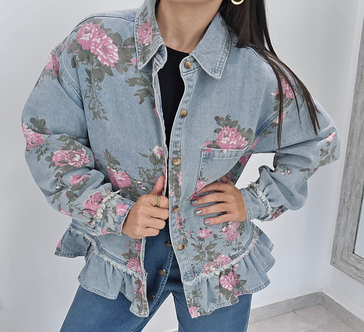 Rose Floral Denim Jacket