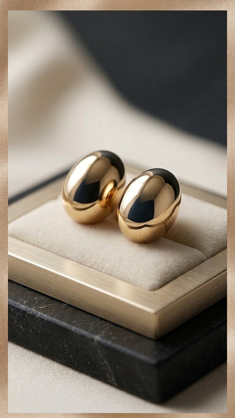 Golden Steel Drop Big Shape Earrings