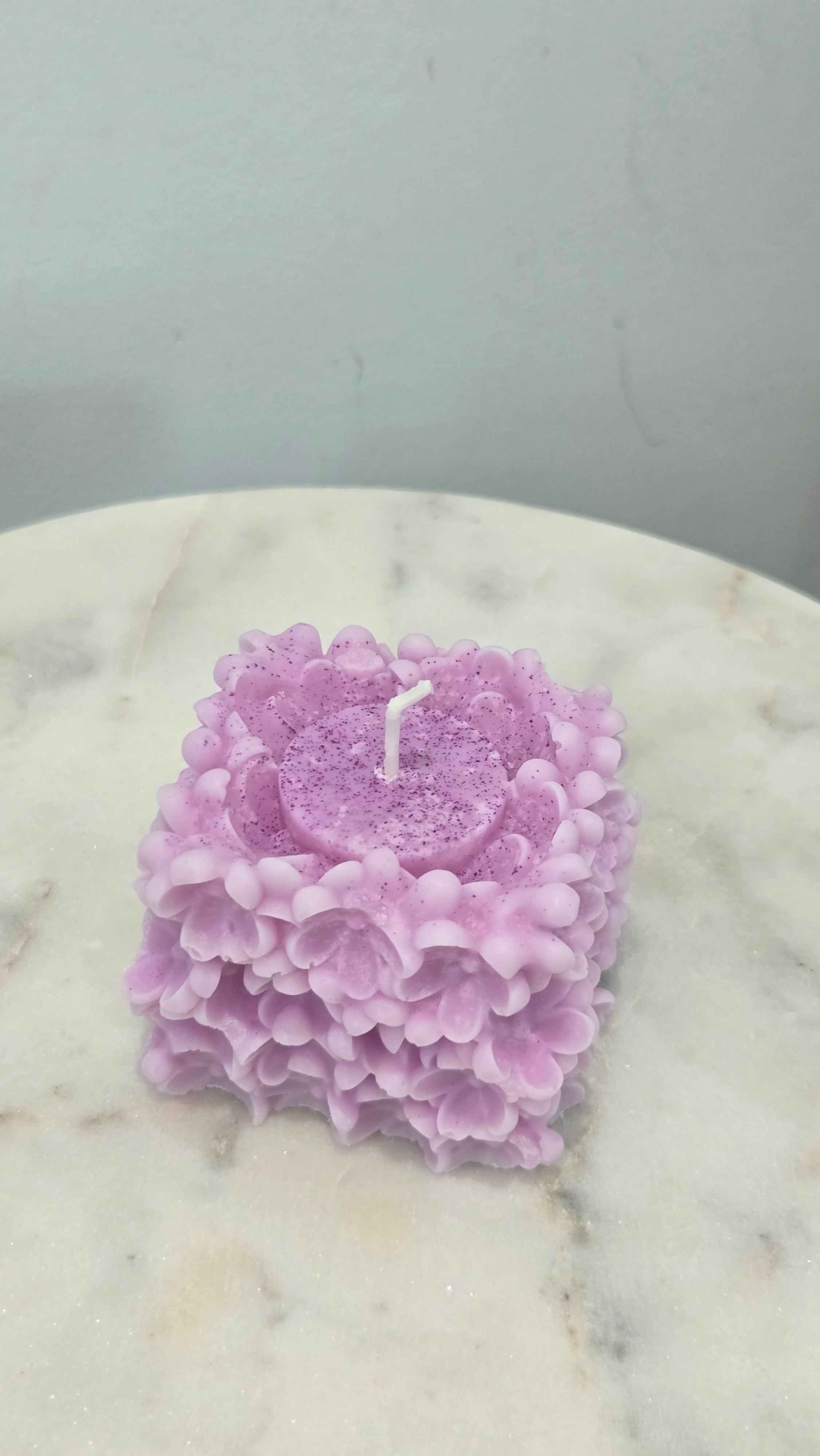 Violet Flowers Candle