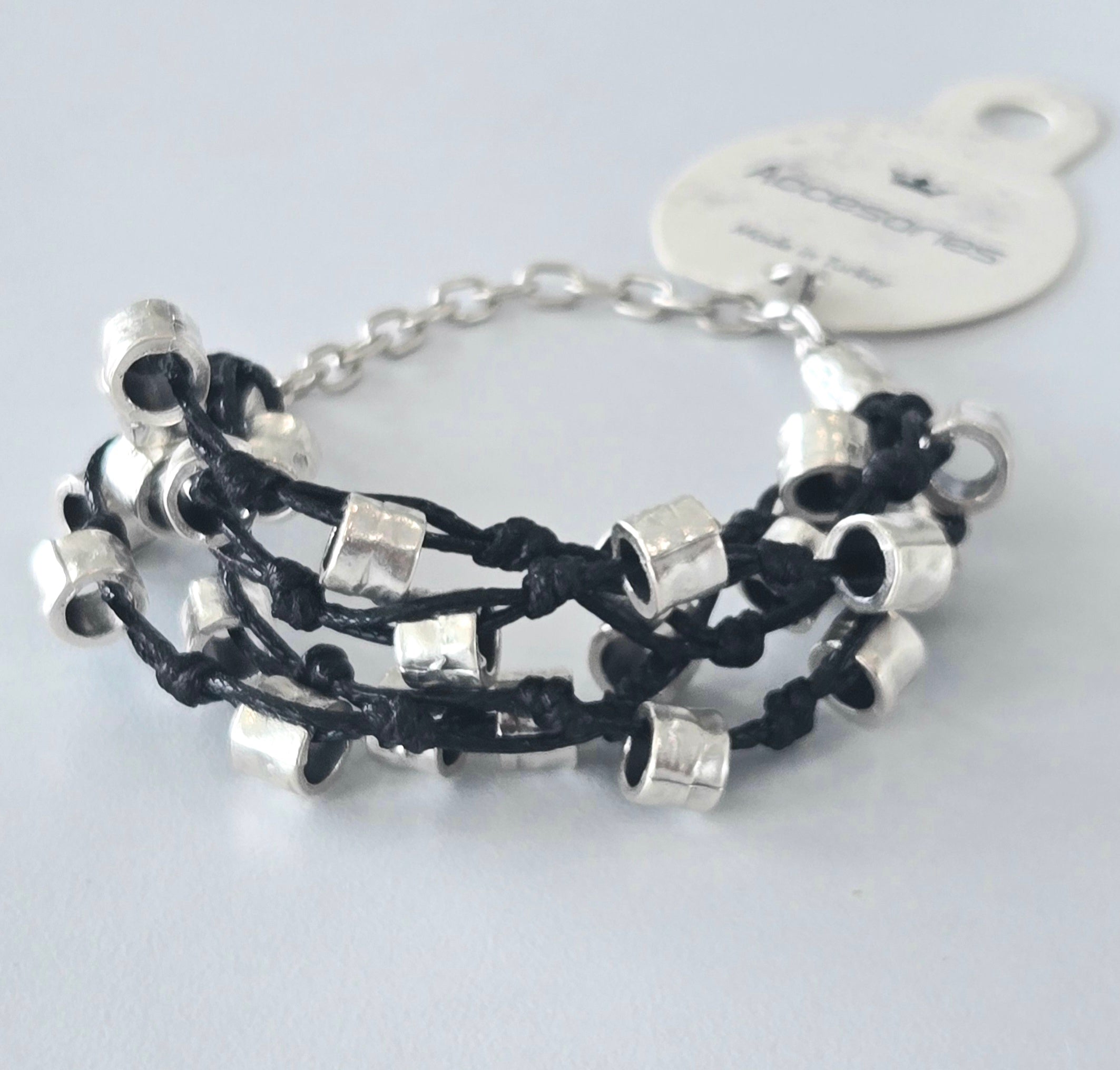 Black Silver Tubes Bracelet