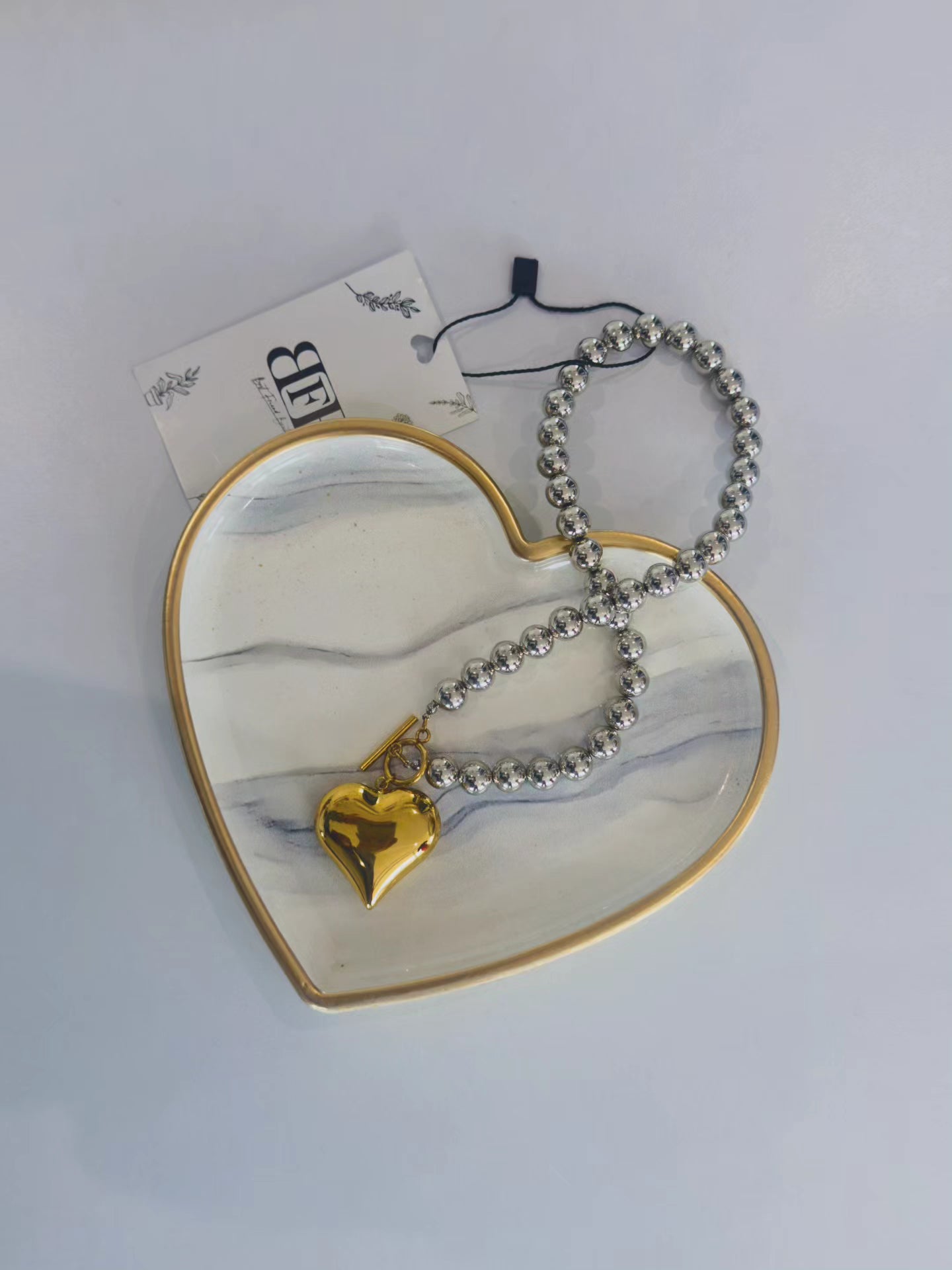 2 Tones Heart Necklace