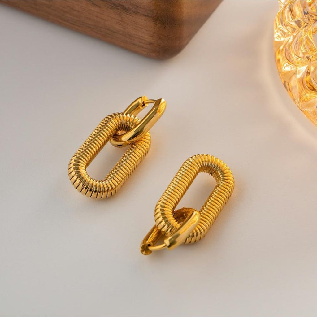 Double Link Gold Earrings