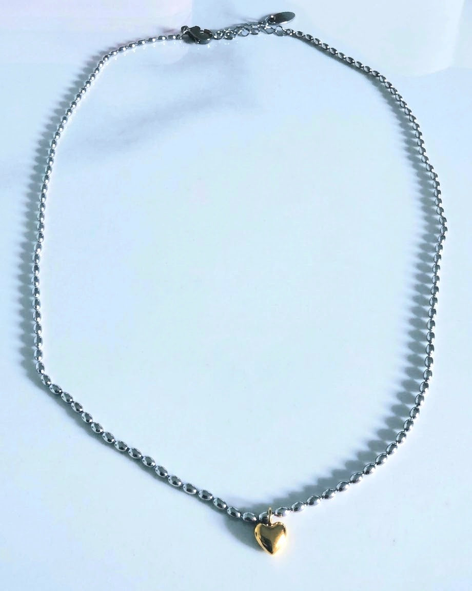 Two Tones Little Heart Necklace