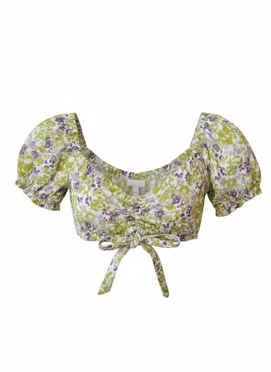 Skylar + Madison Green Floral Print Crop Top