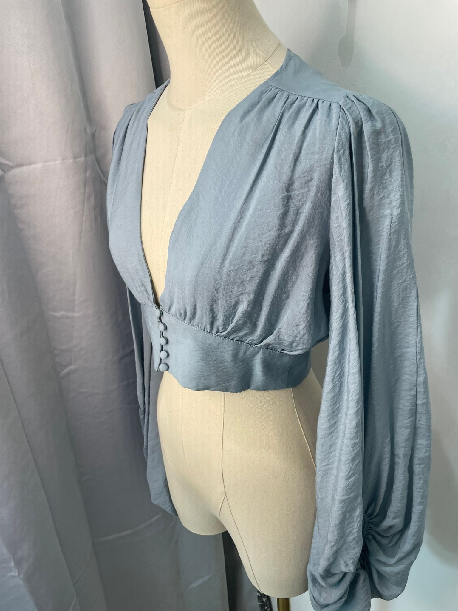 Ztyling Light Blue Crop Top