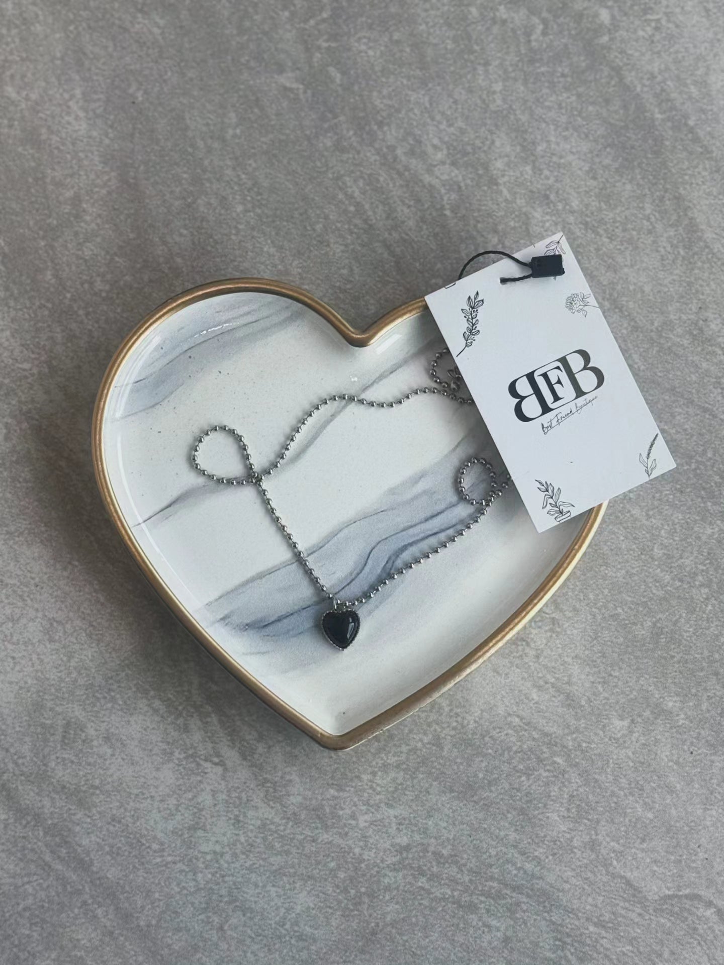 Black Heart Silver Necklace