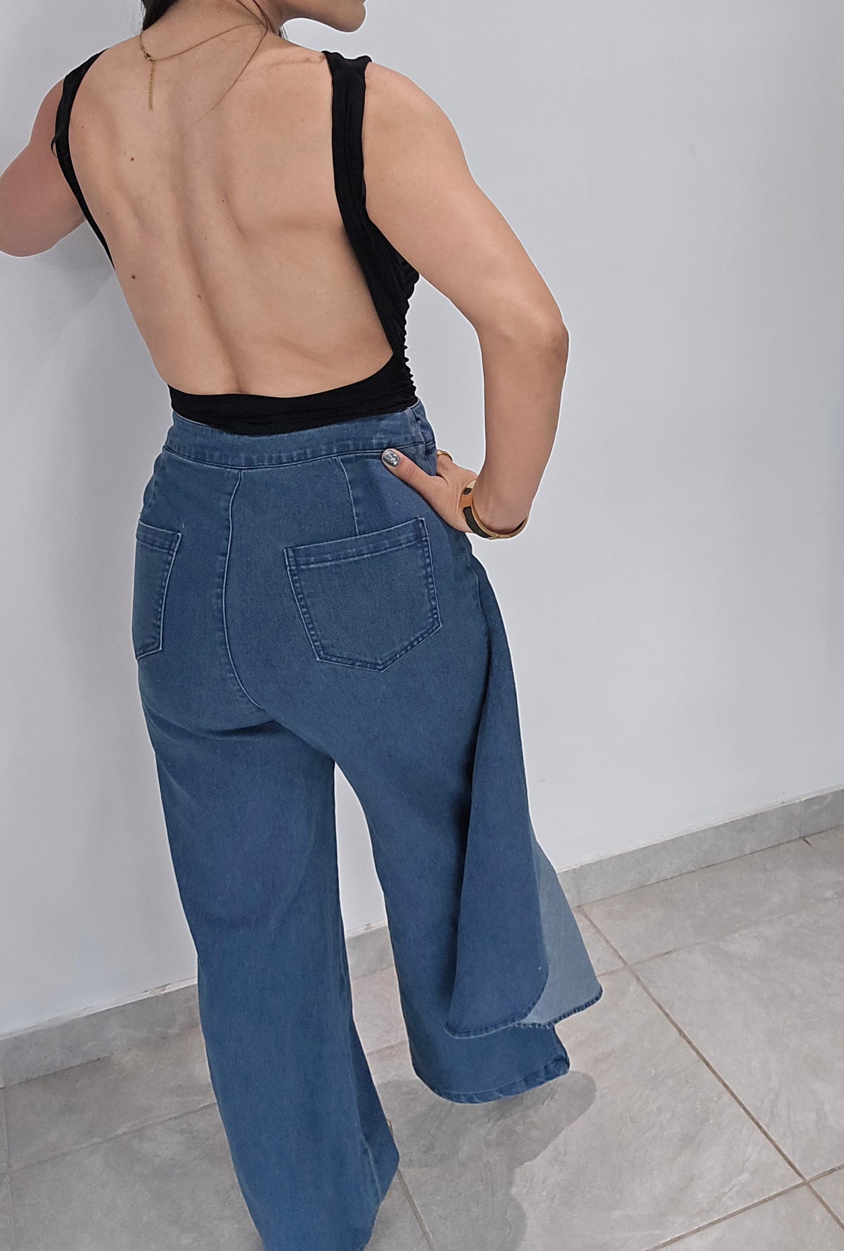 Denim Buttom Wrap Pants