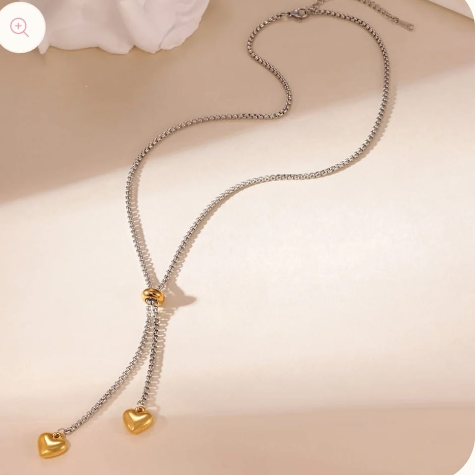 Two Tones Hearts Necklace