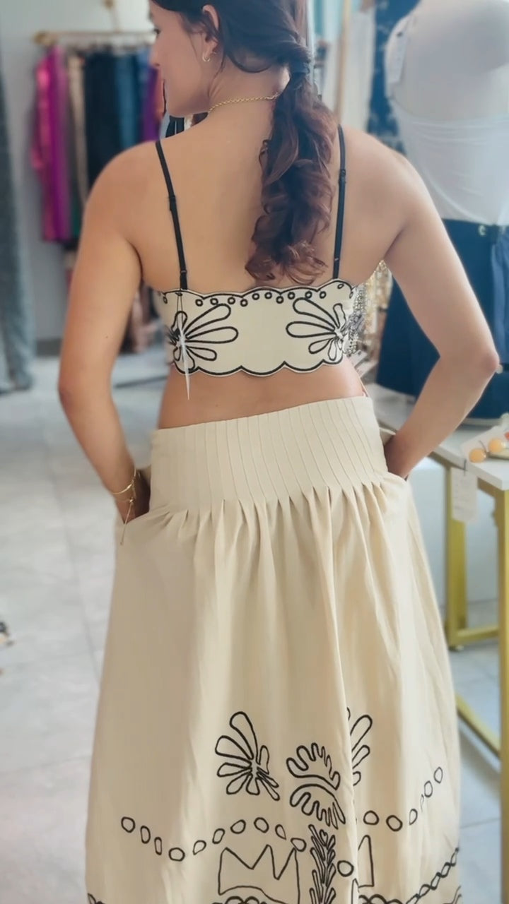 Beige/Black Print Dress