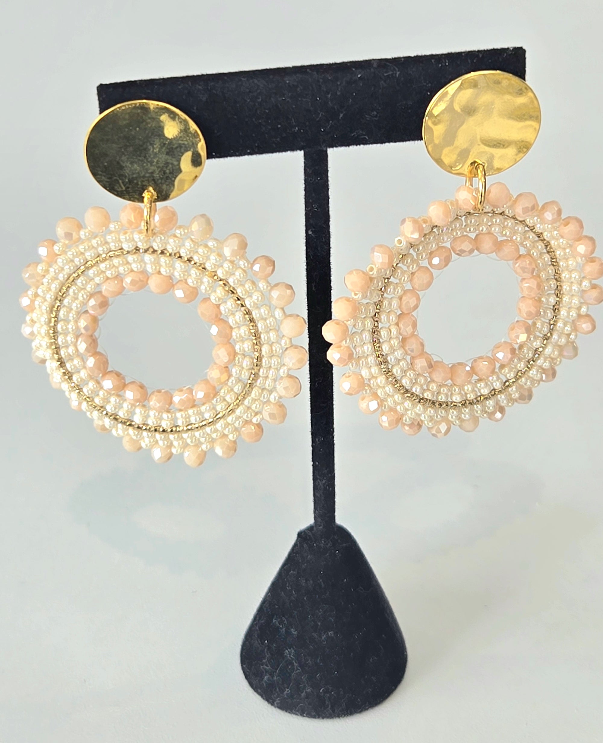 Circles Beads Soft Pink Earrings