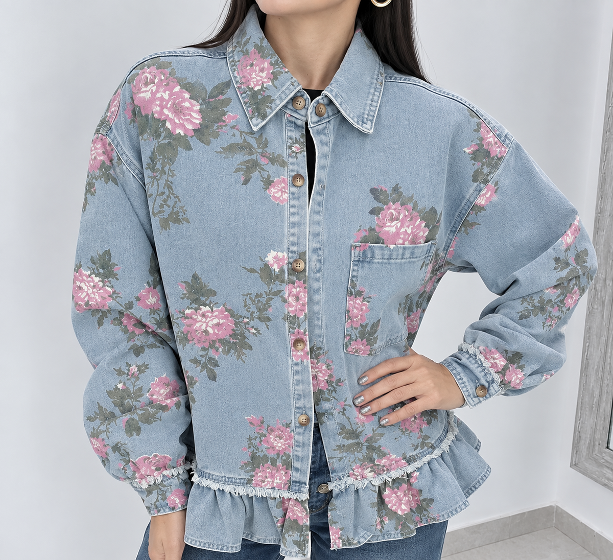 Rose Floral Denim Jacket
