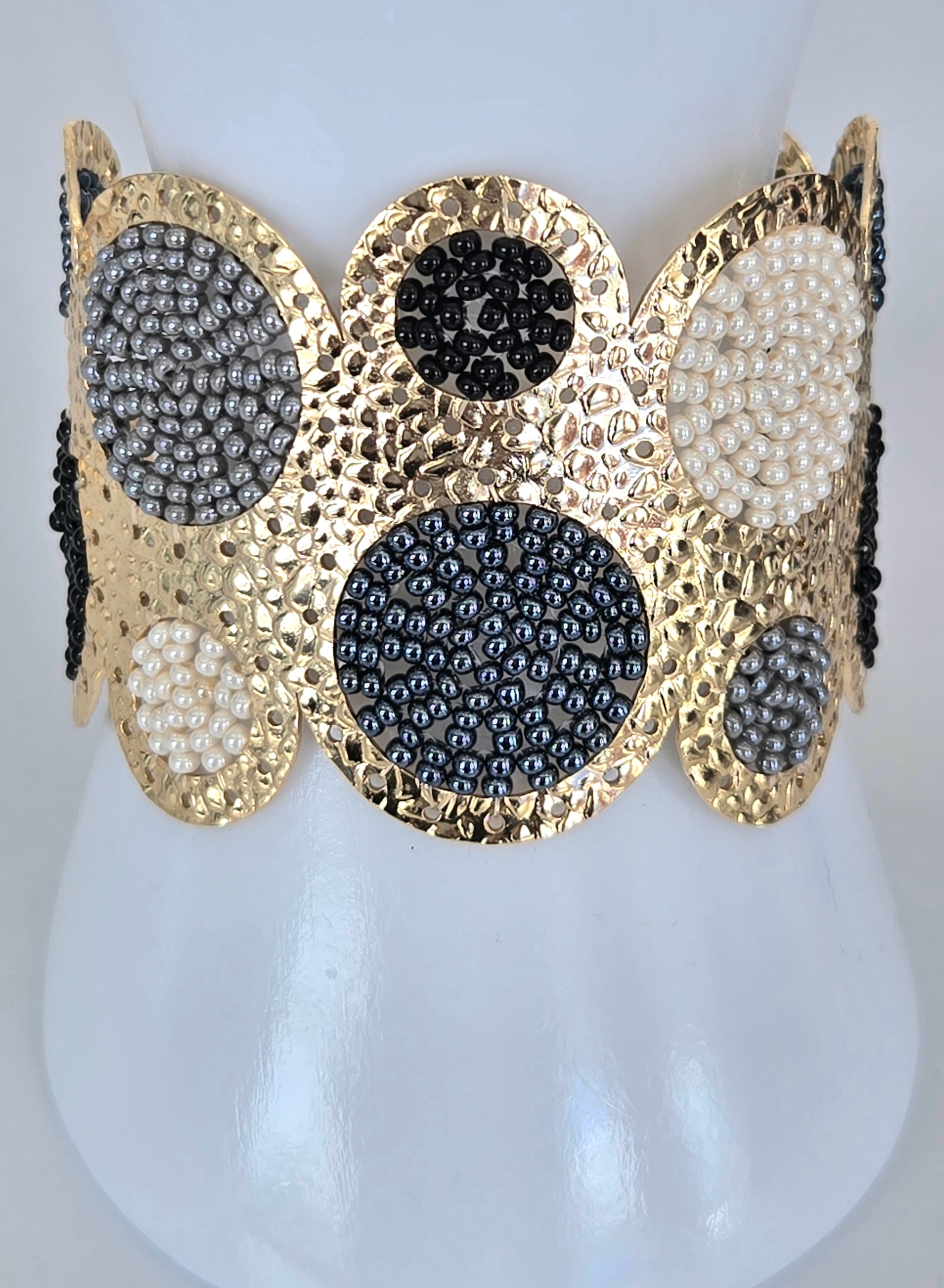 Circles Beads Gold Bracelet & Earrings Set