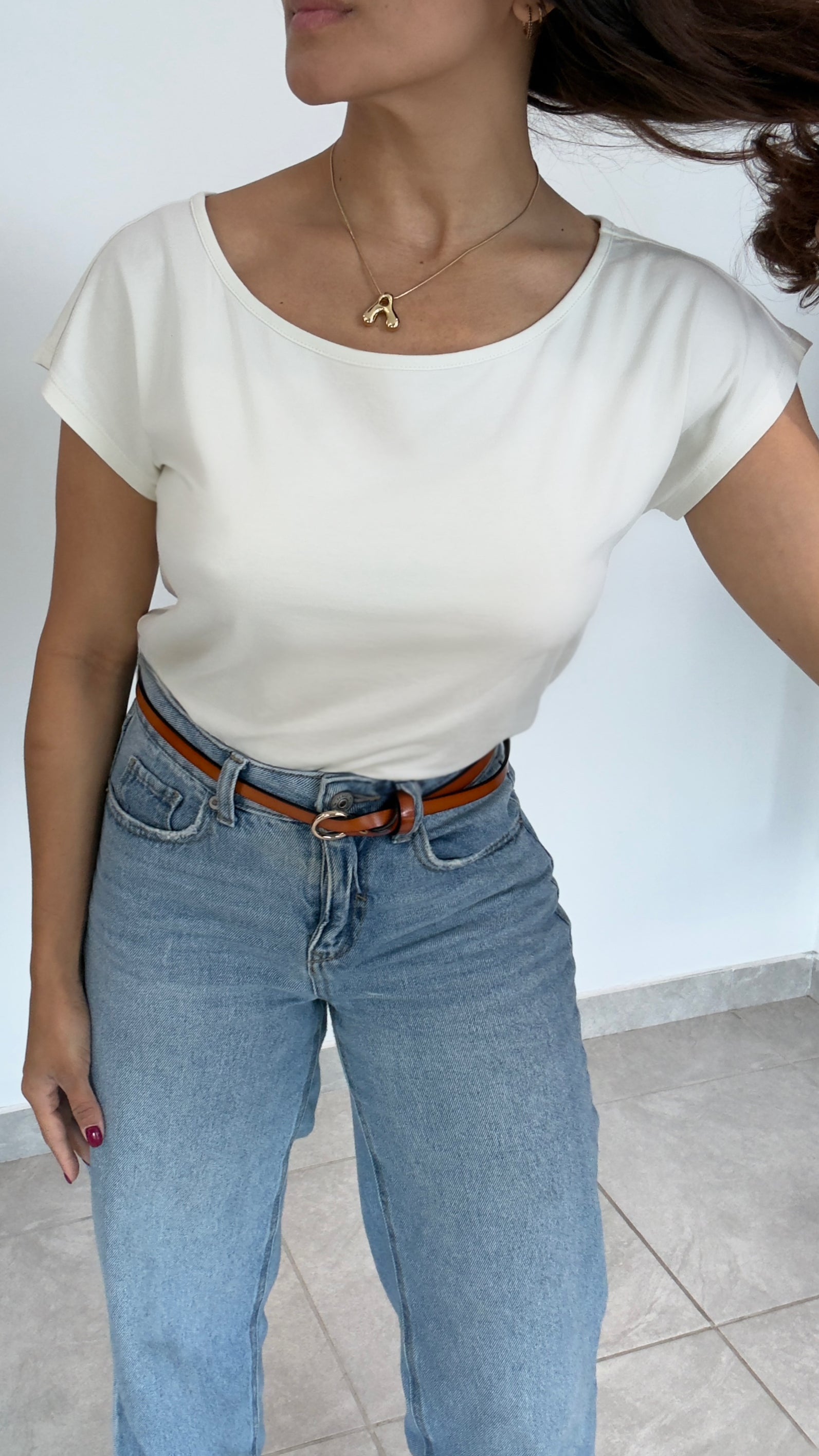 Off White Cotton T-Shirt