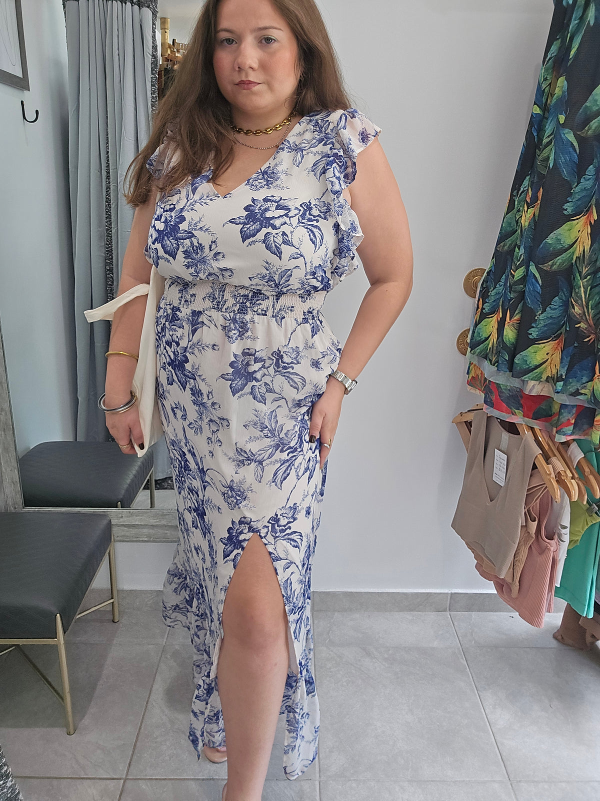 Blue Garden Floral Dress