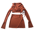 Brown Crop & Skirt Set